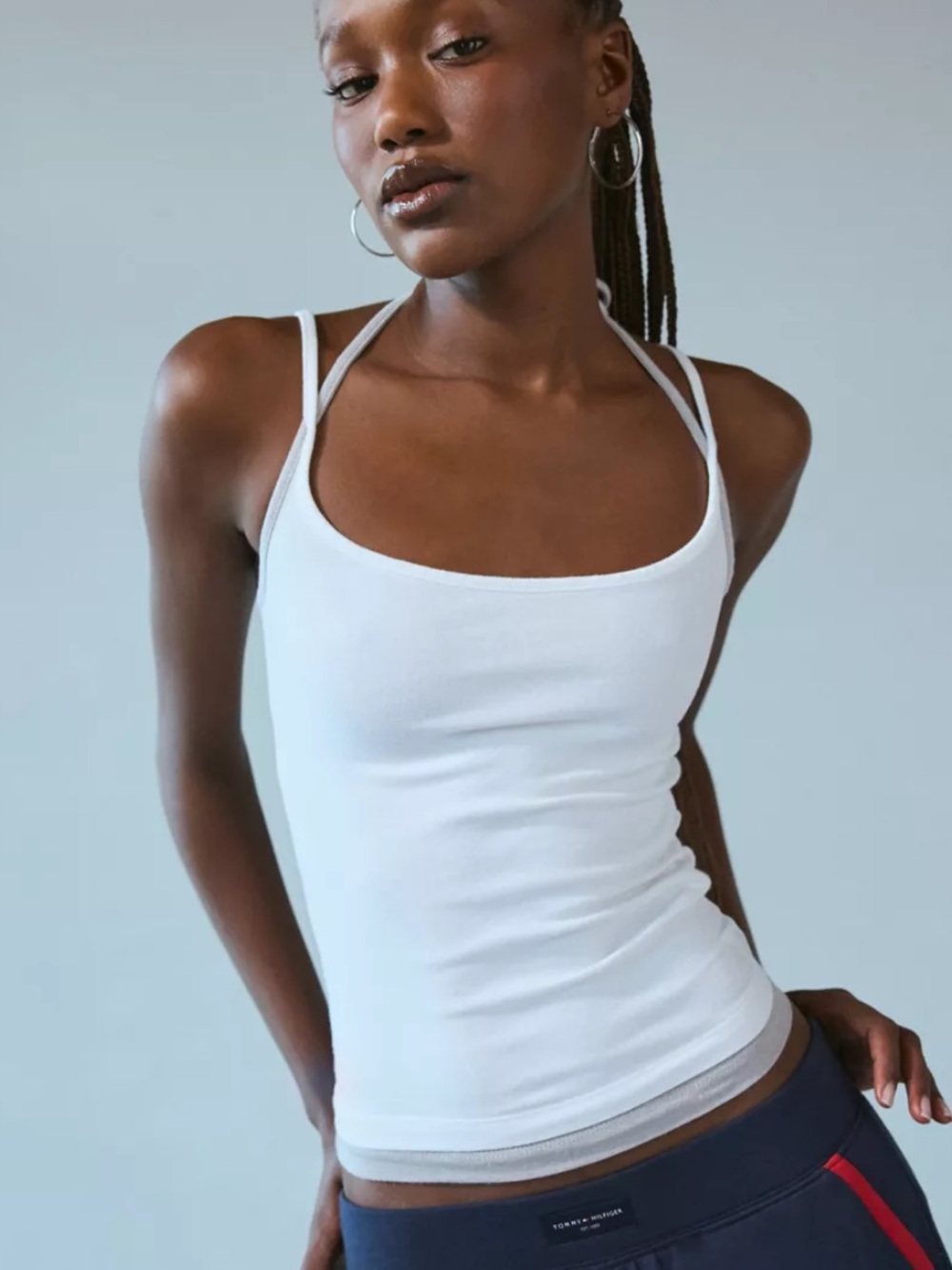 Out From Under White & Gray Layered Halter Cami Top – Small